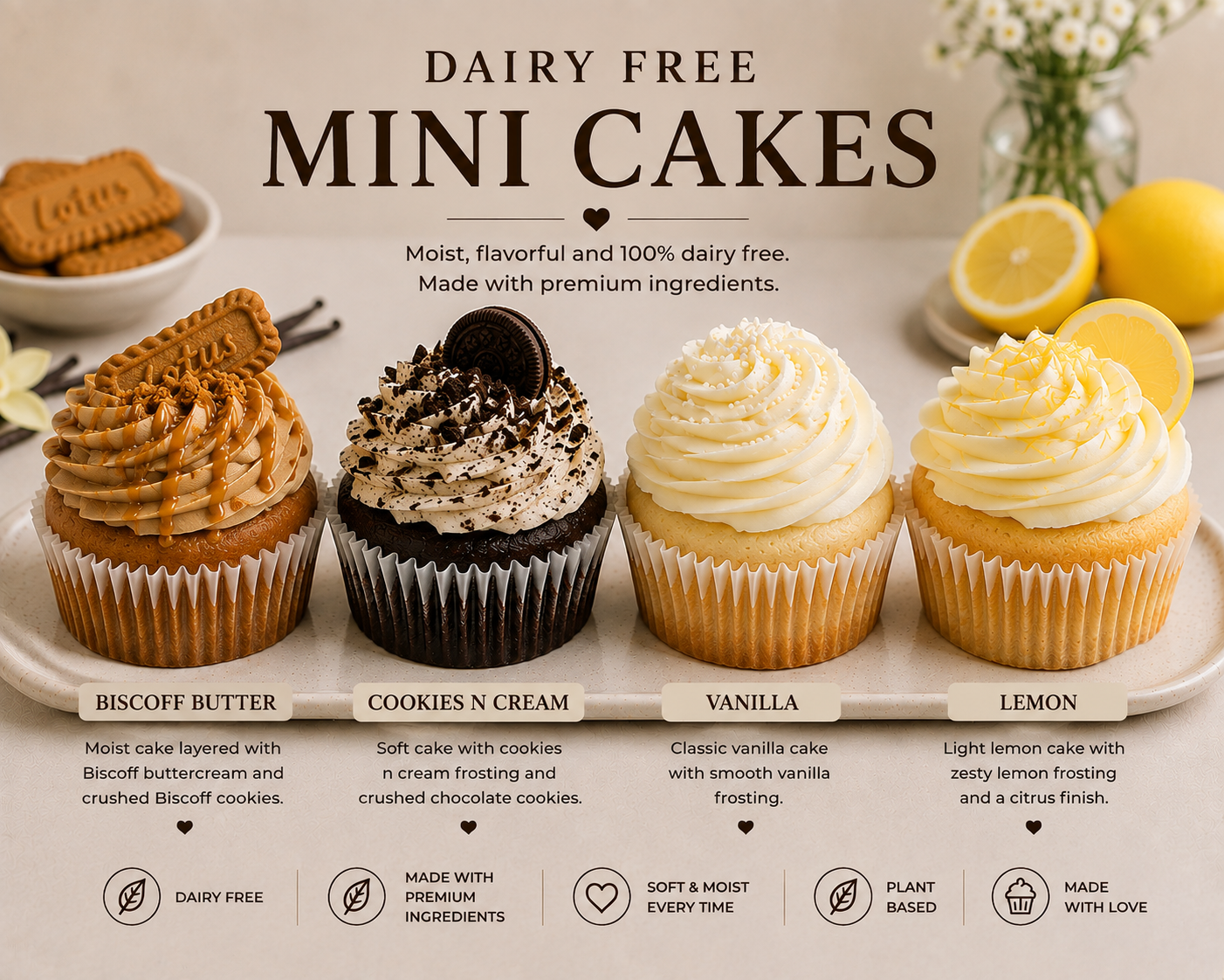 Dairy free mini cakes